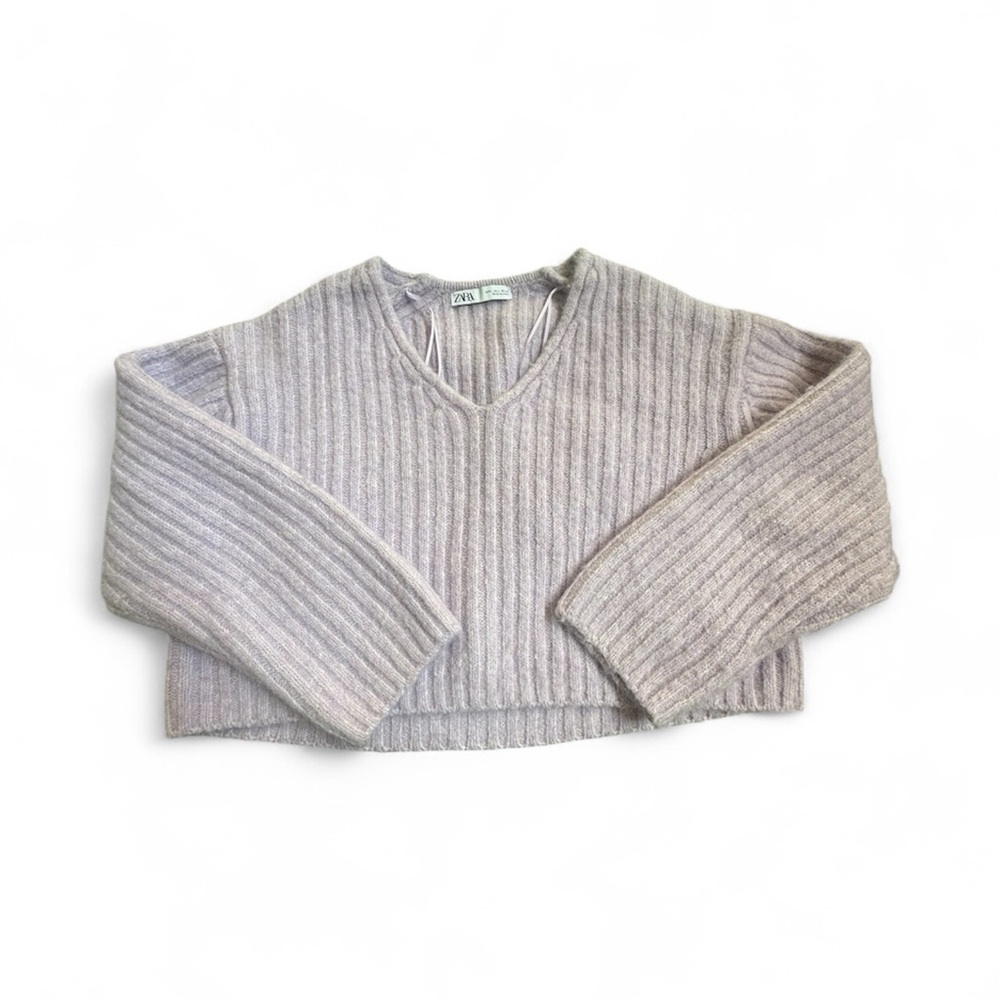 Zara V-Neck Ribbed Sweater - Light Purple